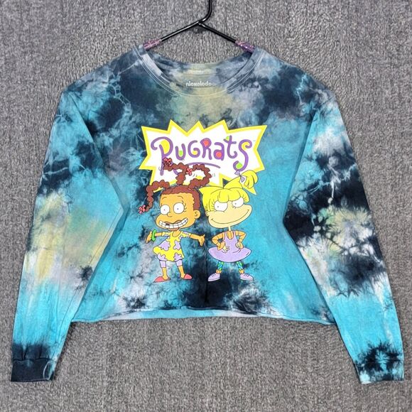 Nickelodeon Rugrats T-Shirt Womens 2XL Blue Reckless Duo BFF Long Sleeve Crop - Picture 1 of 12